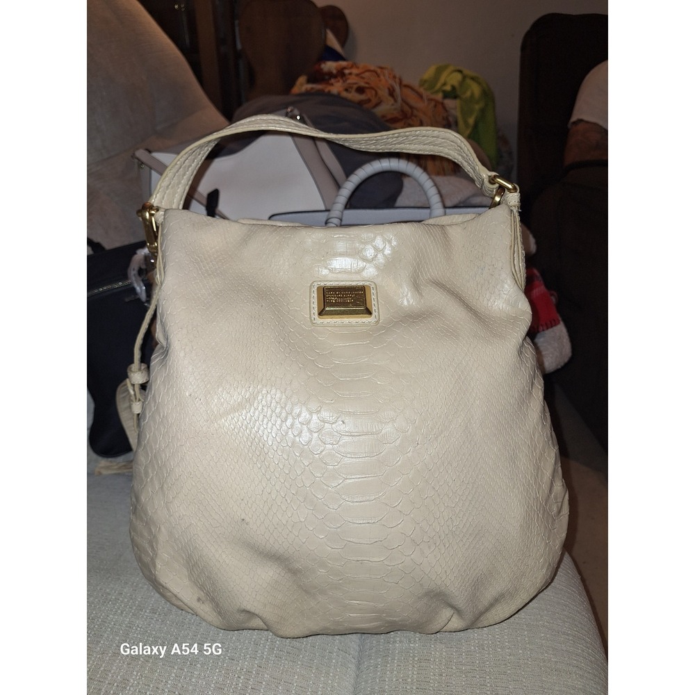 29.Marc by Marc Jacobs Cream Snakeskin Embossed Leather Hobo Bag Crossbody
